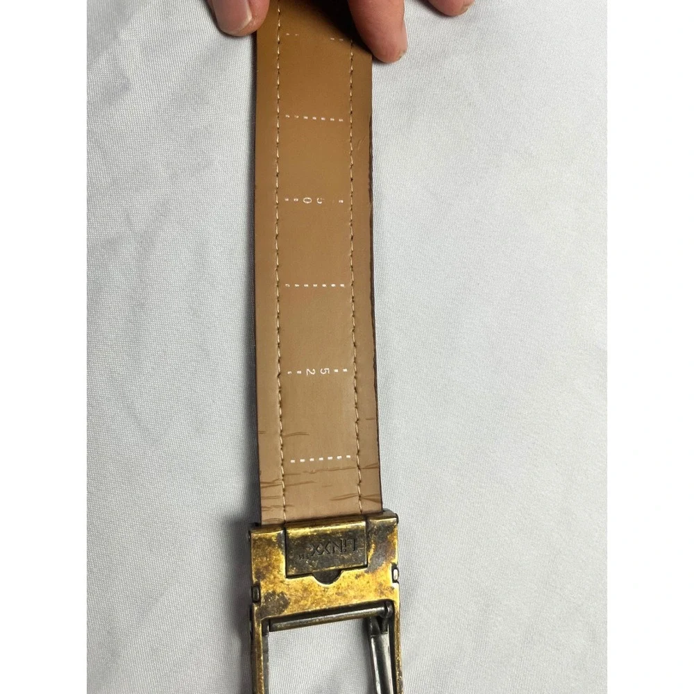 Mio Marino Linxx Brown Genuine Leather Ratchet Belt Antique Brass Buckle 59.5 In
